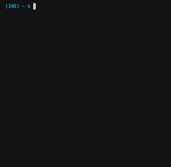 A terminal prompt alternatining between [INS] and [CMD]